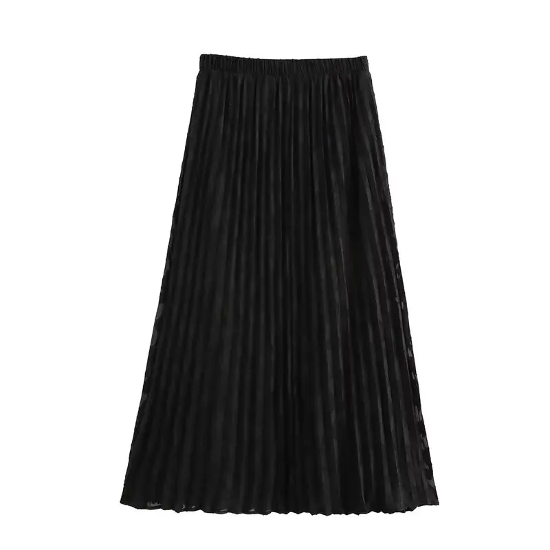 Bequemer langer Sve Damen-Irt Flurnout-Druck, halbtransparent, plissiert, 2024, Herbst-Winter, Neuankömmling, Faion