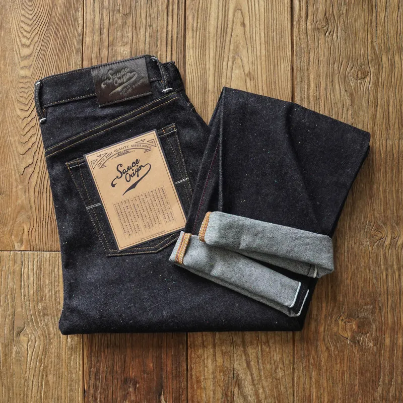 SAUCE ORIGIN 908CC Mens Jeans Sanforized Selvedge Denim  Jeans Silver Button Regular Fit 12.5 OZ