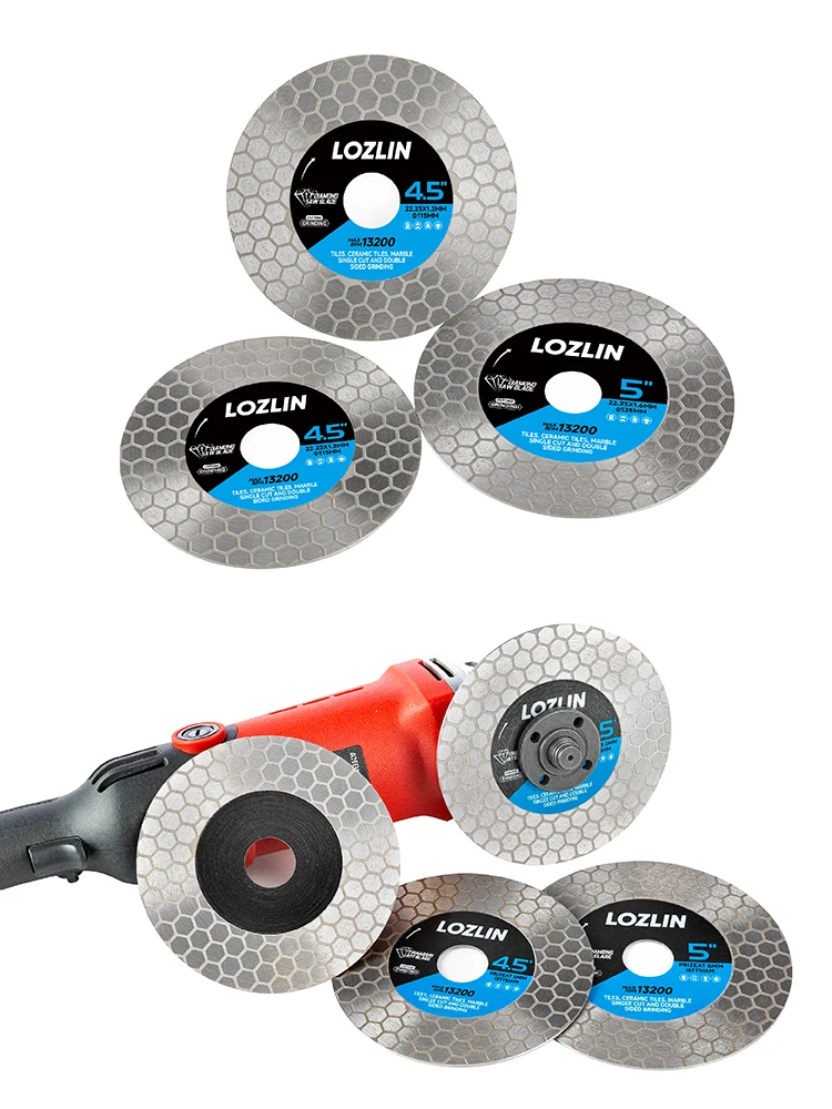 LOZLIN 115/125mm Diamant-Sägeblatt Schneid- und Schleifscheibe Doppelseitig Sechskant Granit Keramik Marmor Winkelschleifer Fliesenplatten-Schneidewerkzeug – Detail 9