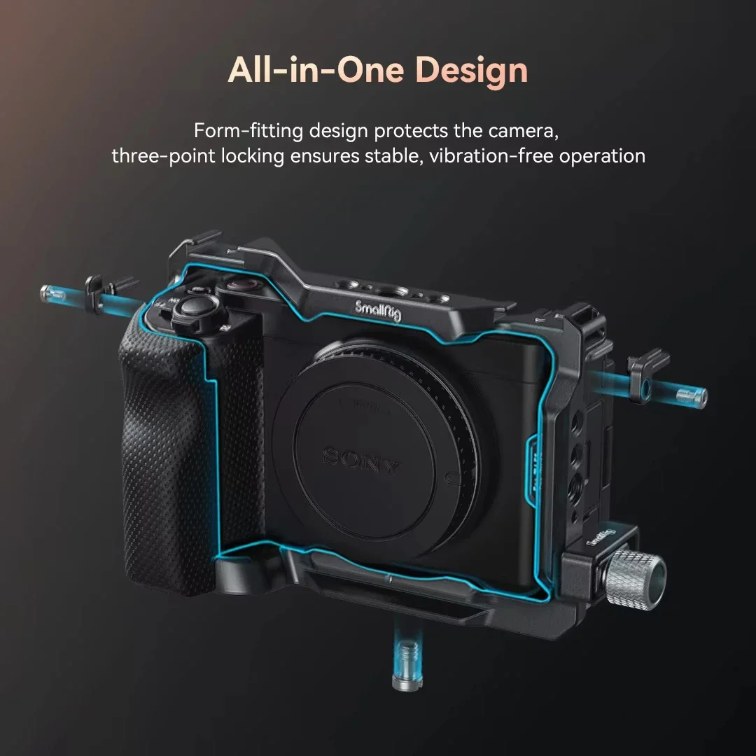 SmallRig Full Camera Cage Kit with Silicone Grip and Cable Clamp for HDMI Built-in Quick Release for Sony ZV-E1