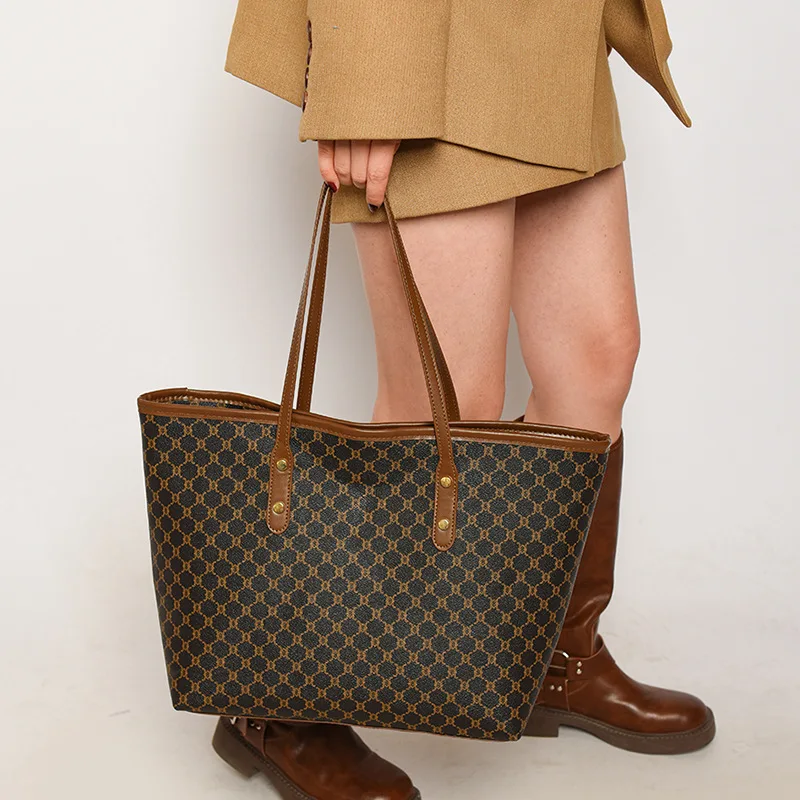 حقيبة كتف نسائية ذات سعة كبيرة من جلد البولي يوريثان للتنقل والاستخدام الكاجوال حقيبة حمل متعددة الاستخدامات #4