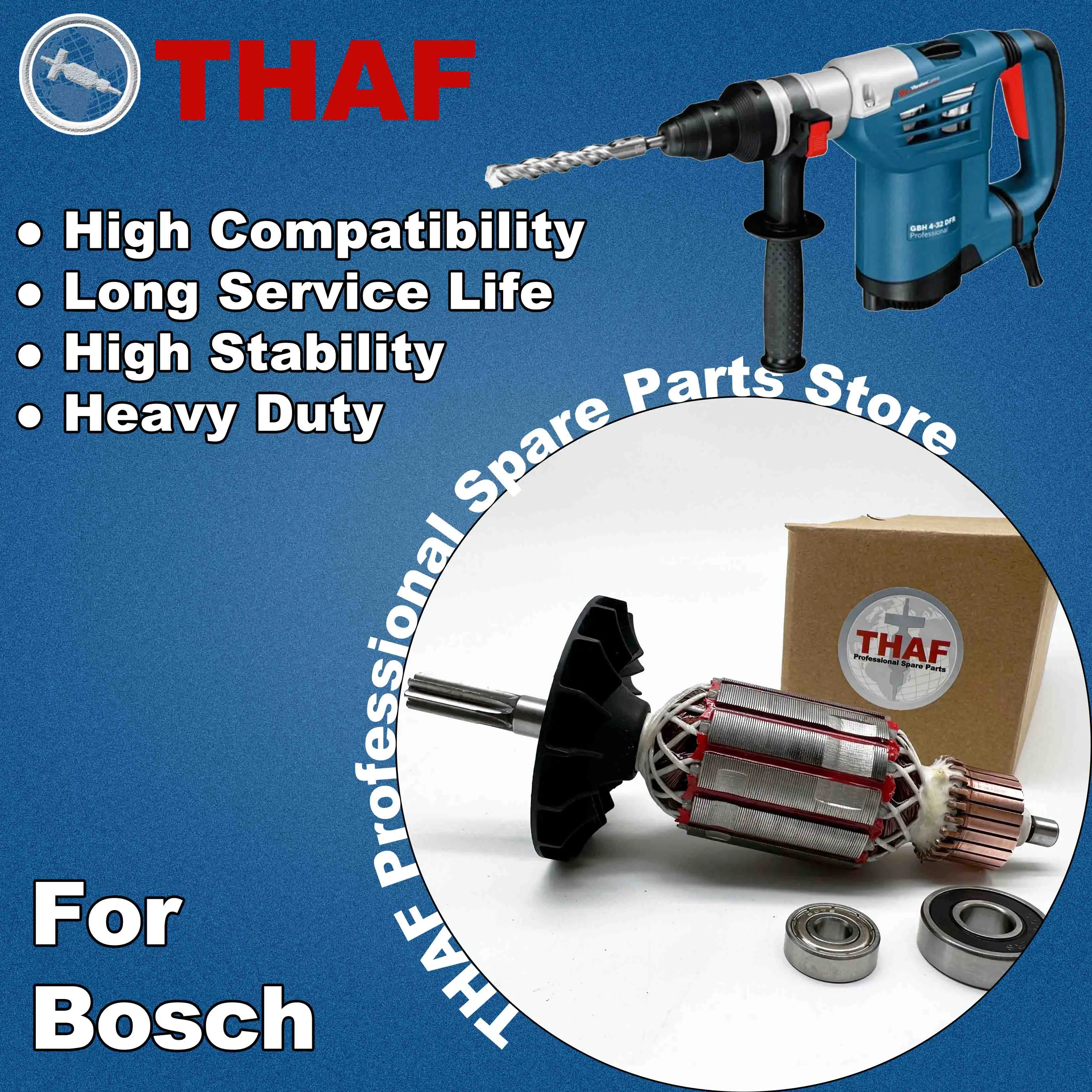 AC 220V 240V GBH4-32DFR GBH4-32 Armature Rotor For BOSCH Hammer Drill Spare Parts Rotary Hammer Breaker GBH 4-32 DFR