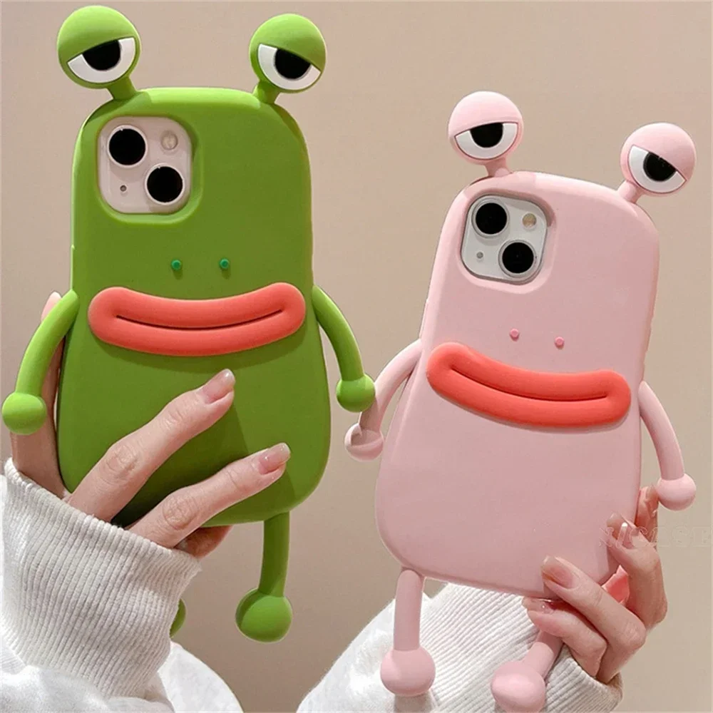 Funny 3D Frog Soft Silicone Phone Case For iPhone 14 13 11 12 Pro Max XS XR X Cartoon Cute Shockproof Bumper Cover