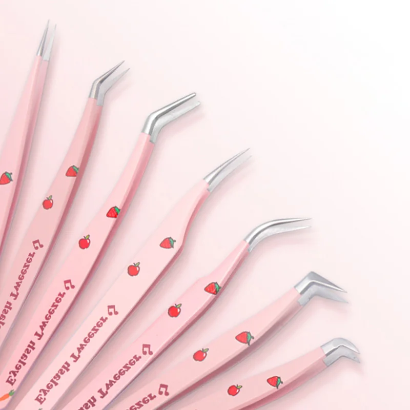 6 Types False Eyelash Tweezers Stainless Steel Anti-static Pincet Curved Strip 3D Lashes Extension Tweezer Makeup Tools