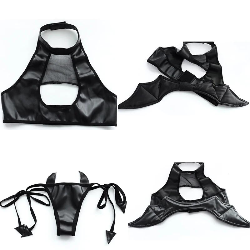 Lolita Halloween Bat Cosplay Bikini Set Little Devil Wings Bra Underwear  Pants Costume Demon Design Cute Anime Girls Women Gift