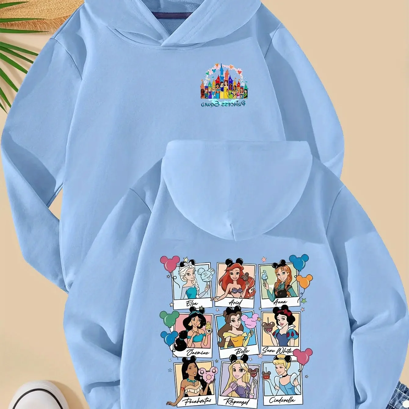 سترة بقلنسوة لأميرات ديزني للفتيات - هدية عيد ميلاد وعيد الميلاد باللون الوردي الباستيل مع سندريلا لسترة أرييل للأطفال الصغار #6