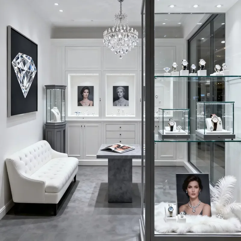 30 Inch Jewelry Display Cabinet with LED Lighting and Drawer for Jewelry Store Showroom