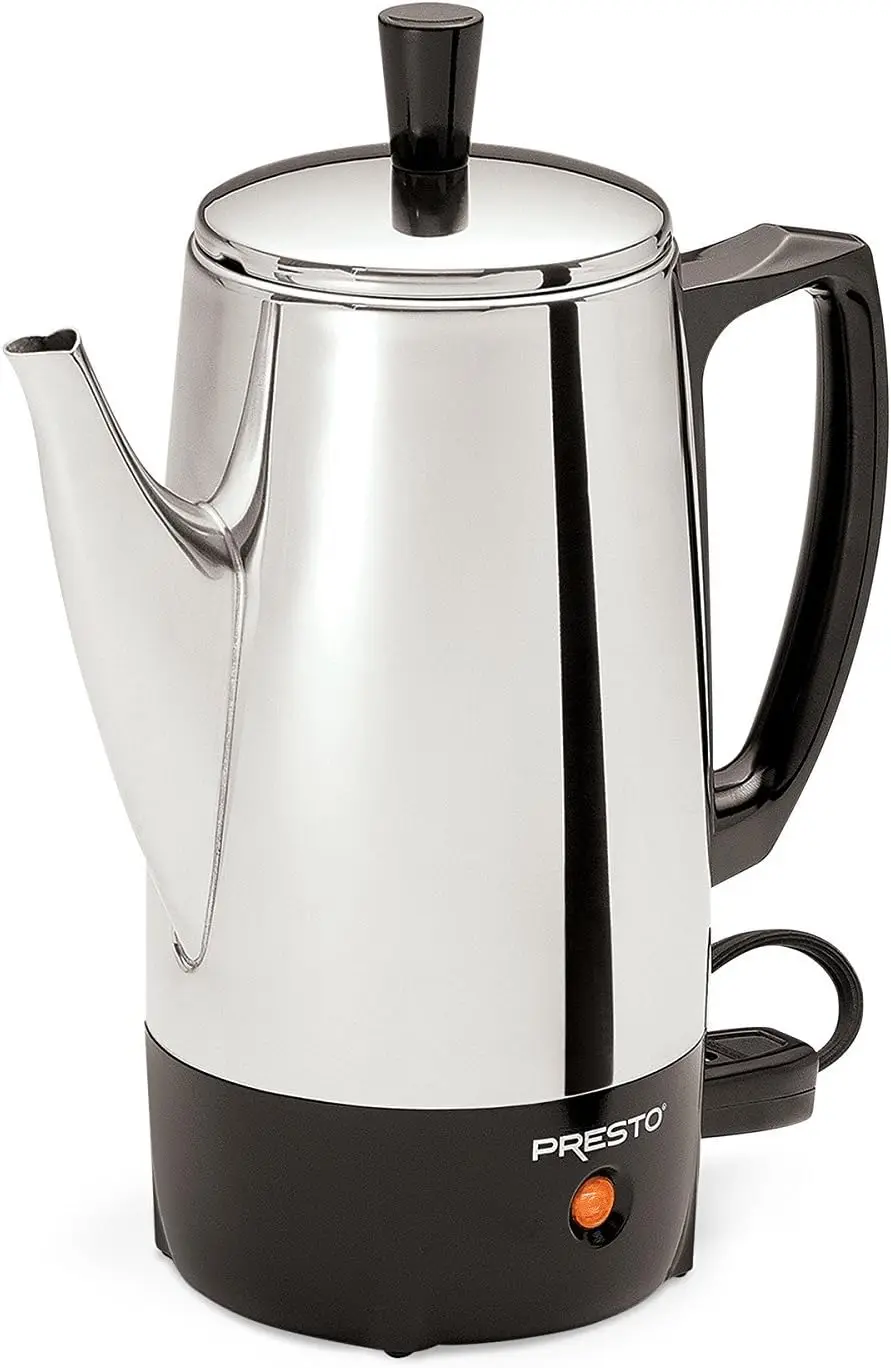 

6-Cup Stainless Steel Coffee Percolator, 500W with Auto Keep-Warm and Drip-Free Spout