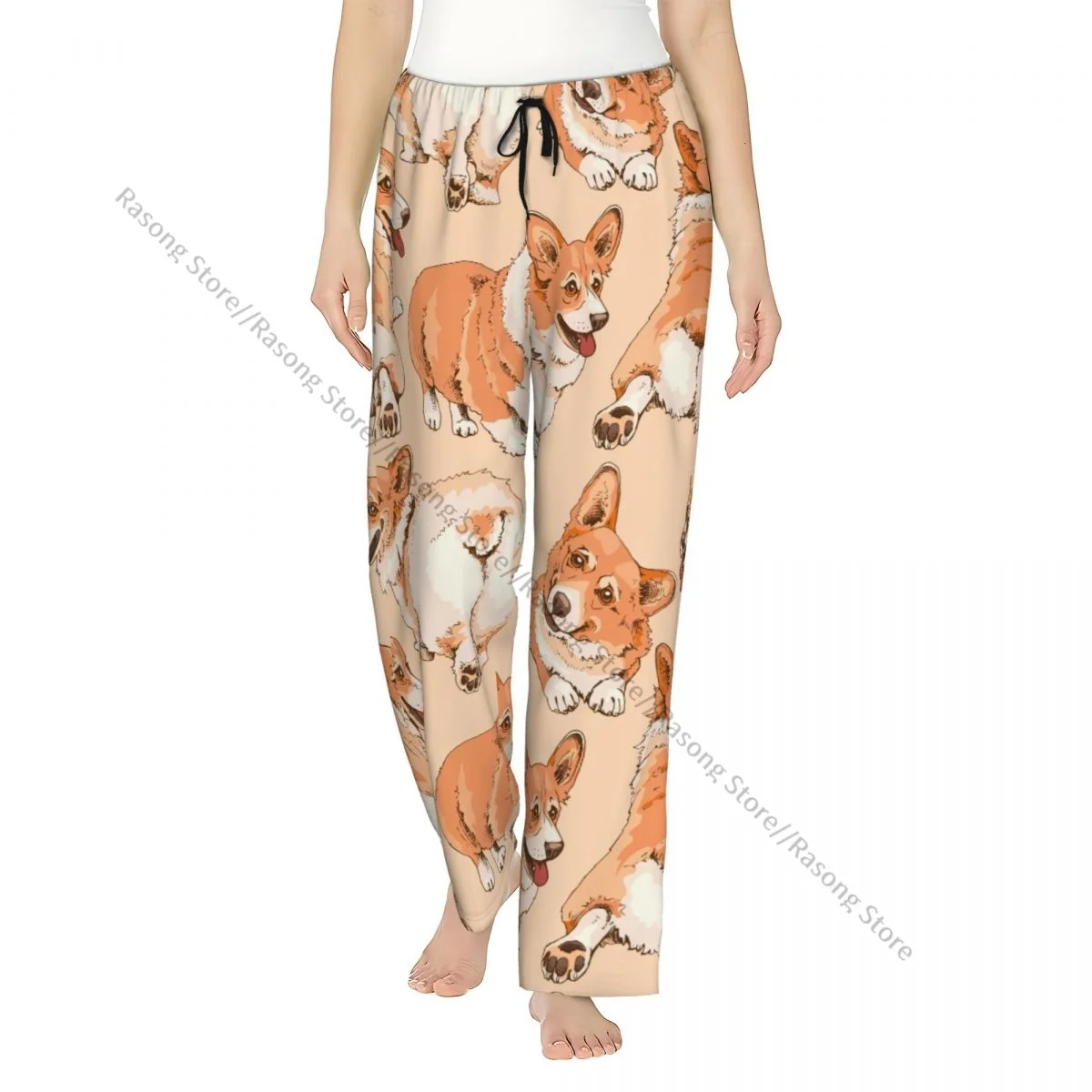 

Warm Women Pajama Pants Funny Welsh Corgi Sleep Bottoms Soft Loungewear