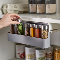 Hidden Self-adhesive Spice Bottle Wall Shelf Kitchen Hanging Seasoning Tank Plastic Storage Rack Seasoning Bottle Wall Organizer