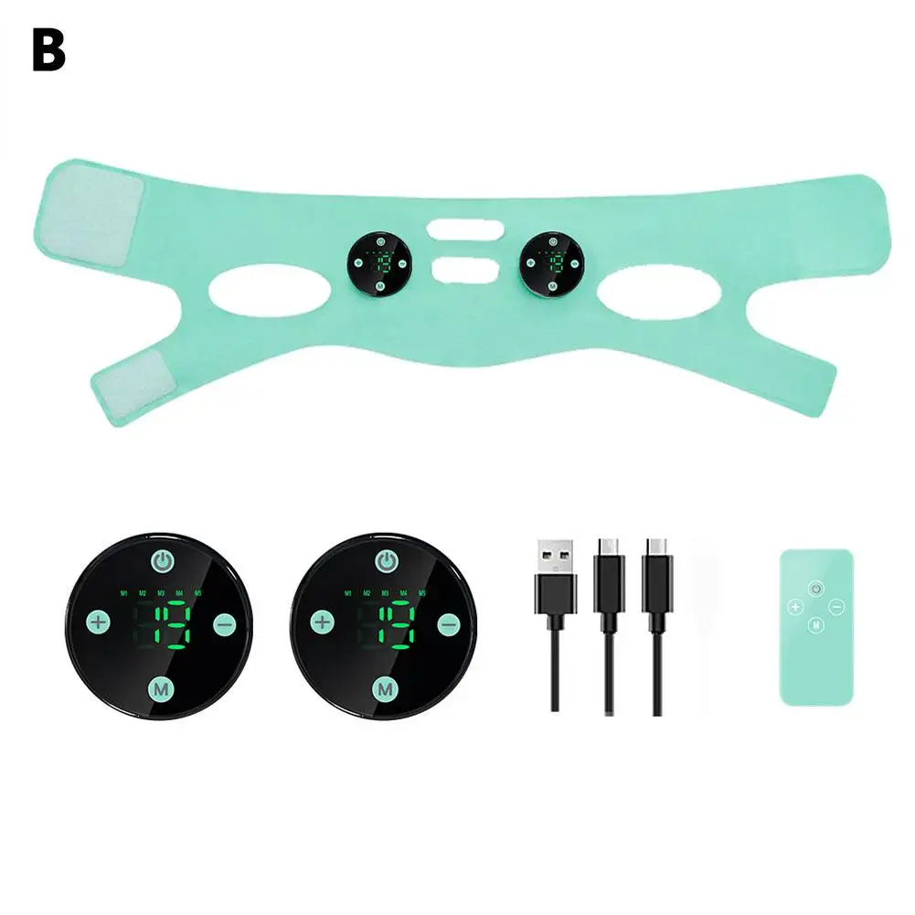 Ems rosto contorno máscara cabeça massagem v linha levantamento elétrico moldar emagrecimento facial usb reduzir cinta máscara de carregamento duplo a1q5