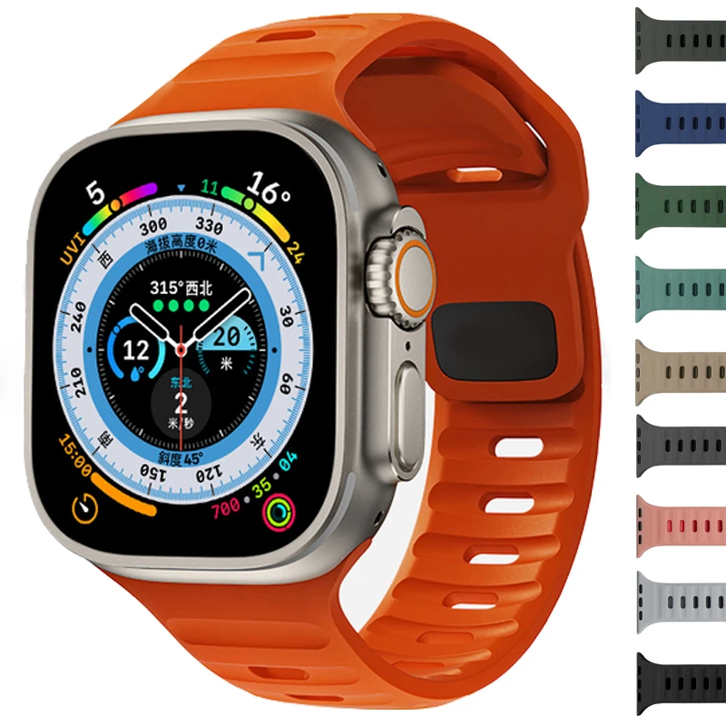 Armband für Apple Watch Band 44 mm 45 mm 49 mm 41 mm 40 mm 42 mm 38 mm weiches Silikon Sportarmband iwatch Serise 8 7 SE 6 5 3 Ultra 49 mm