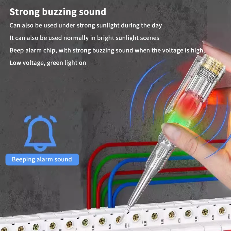Test Pen Color Double Light Sensor Beep Alarm Electrician Test Broken Zero Fire Wire Detection Pen High Bright Electrician Pen
