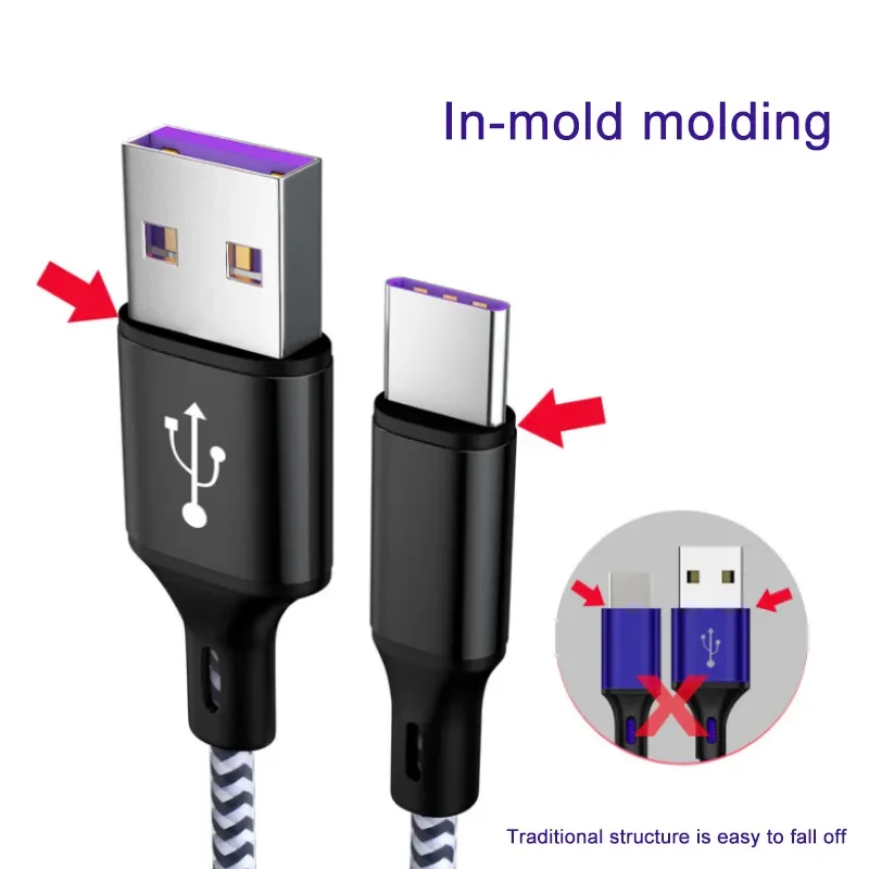 Tipo C Cabo de dados USB de carregamento rápido, carregador super rápido, fio USB para Samsung, telefone Xiaomi, Huawei, OPPO, POCO, 5A