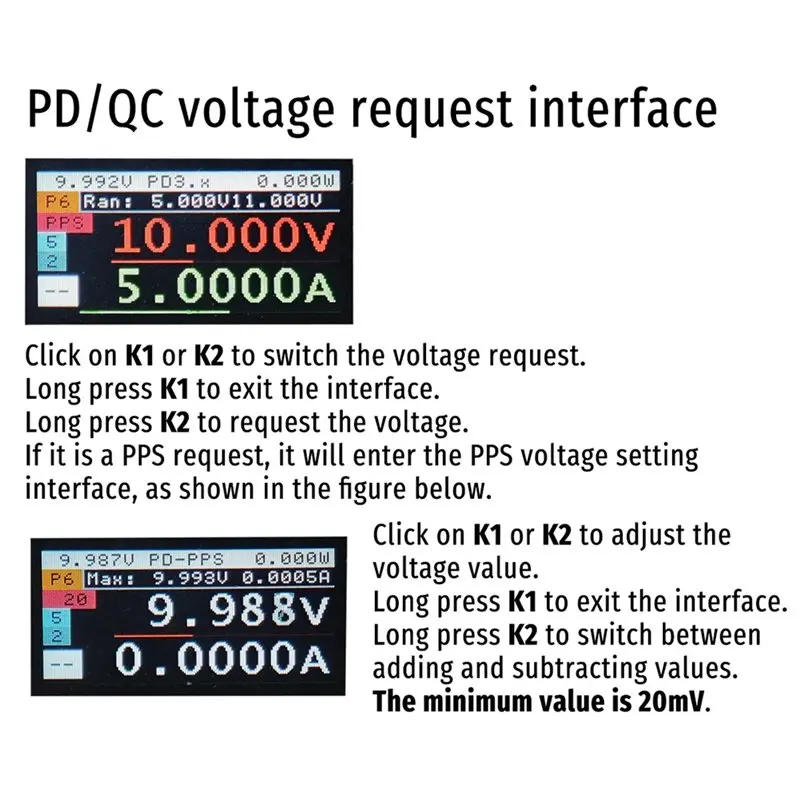 Monitor mocy DC, miernik napięcia i prądu 36V 10A Uart PD QC-A86G — zdjęcie produktu 4