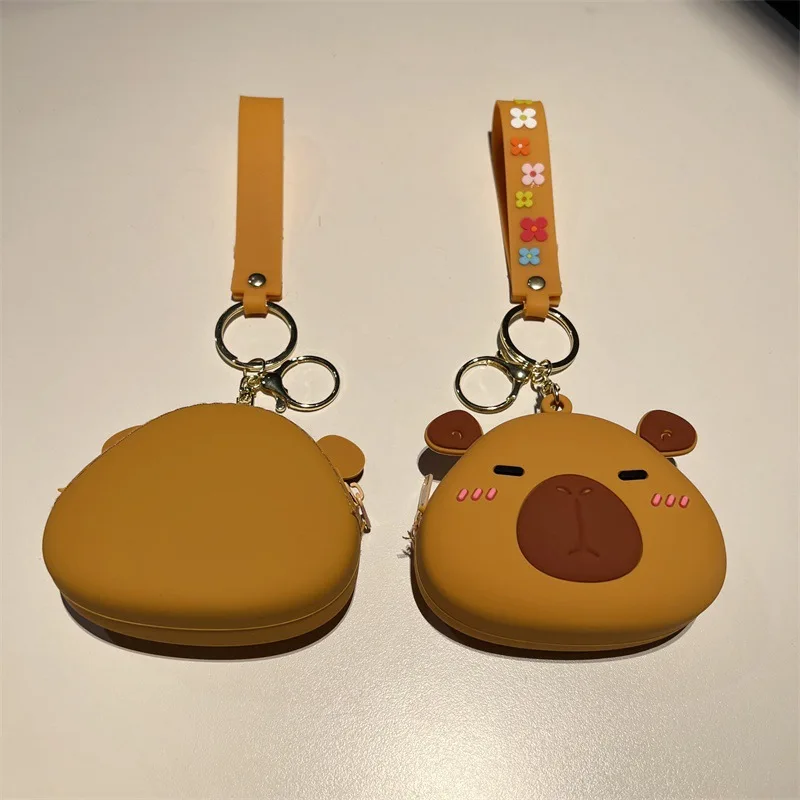 Cute Wallet Kawaii Capybara Cartoon Silicone Coin Purse Jelly Coin Purse Key Wallet Earphone Organizer Storage Box Pocket Gift