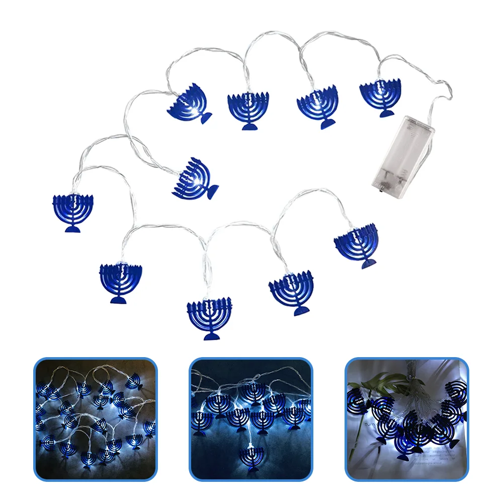 Chanukah Window Silhouette Lights Nine Candlestick String Hanukkah Ornaments Party Decorations Holder