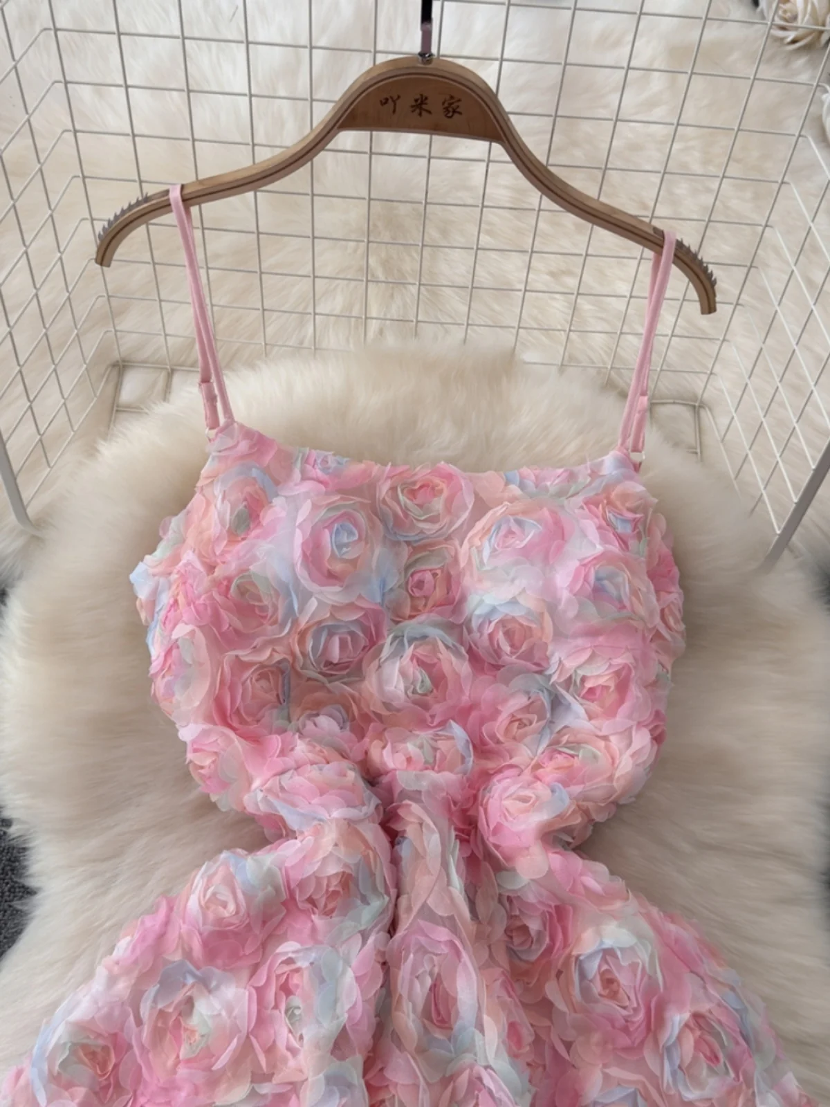 Estate Nuovo Sle 3D Pizzo floreale Dr Design Pesante Vita impreziosita Dimagrante Par Abito rosa Gonna lunga Vita alta A-Line Dr