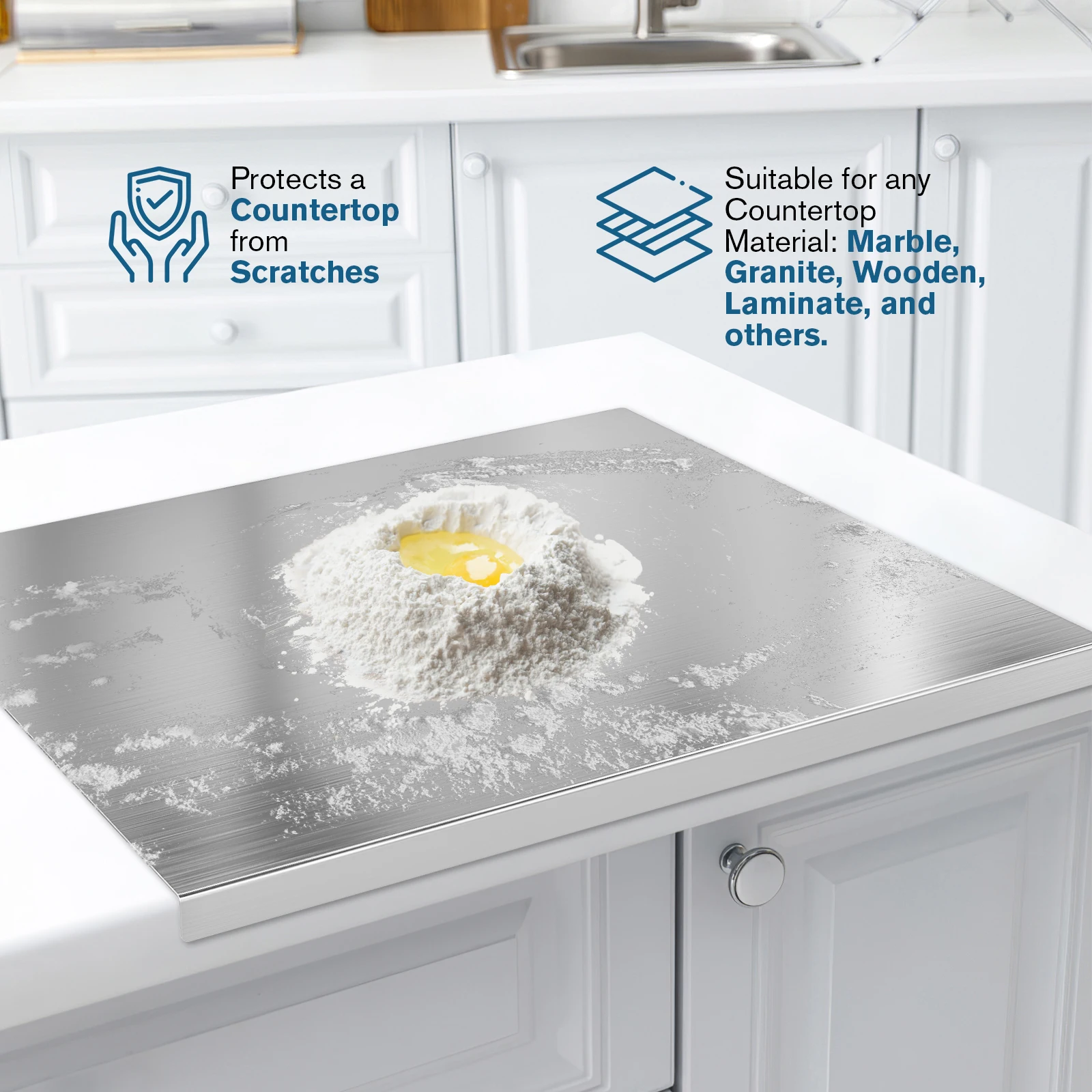 Cutting Board Stainless Steel Worktop Savers Kitchen Protector for Chopping Countertop