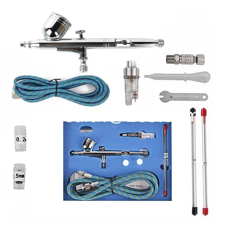 130K Double Action Airbrush Set Nail Art Tattoo Model Painting and Coloring Gravity Feed Airbrush Cake Decoration