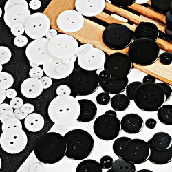 30-100pcs 9-25mm 2 Holes Round Resin Buttons Black/White Bread Buttons For Handmade Clothing Diy Scrapbooking Sewing Accessories