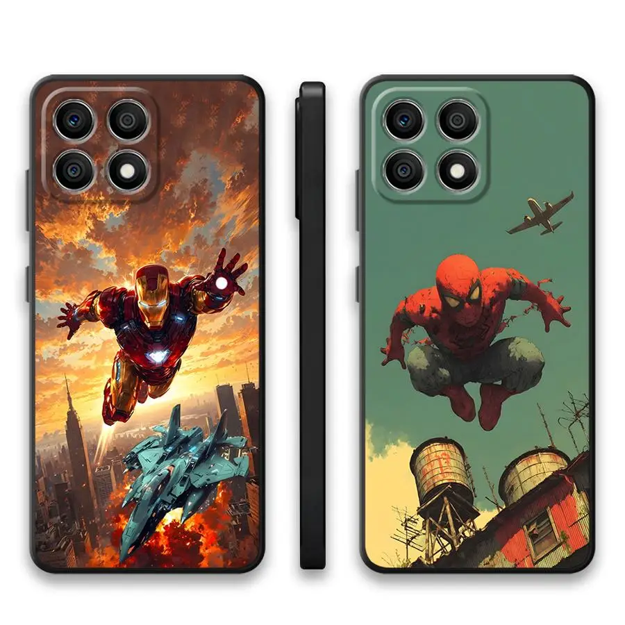 حافظة لهاتف Honor 8X X5b 70 Magic5Lite X6 X8 X9a 200 400 Lite 90X7 من Marvel Iron Man Spider Man باللون الأسود الناعم