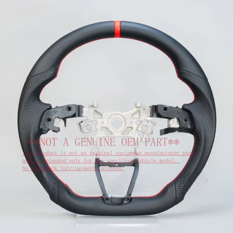 For 18-23 Honda 10th Gen Accord Full Leather Red Stripe Modified Steering Wheel Horn Cover Shell