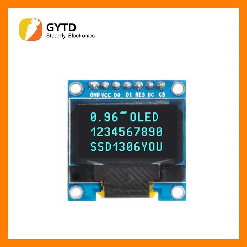แผงวงจรสำหรับแสดงผลสีขาว0.96นิ้ว OLED IIC I2C 128X64 SSD1306บอร์ดหน้าจอ LCD 12864 GND VCC SCL SDA 0.96 "สำหรับ Arduino สีดำ