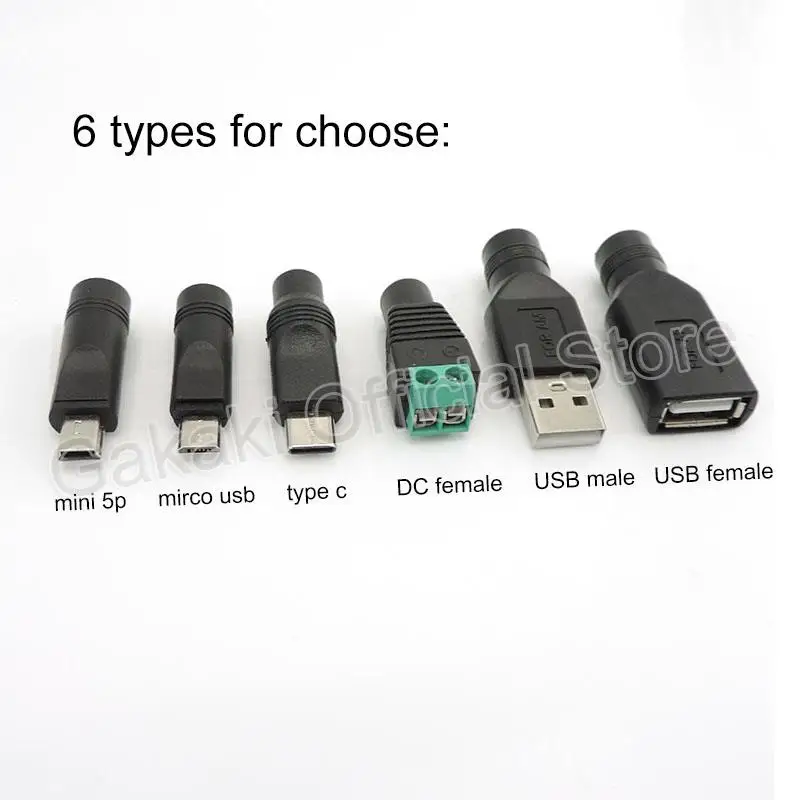 USB 5V to DC 5V 9V 12V Mirco USB Mini 5pin Type C Power Boost Line Step UP Module USB Converter Adapter Cable 2.1x5.5mm Plug J17