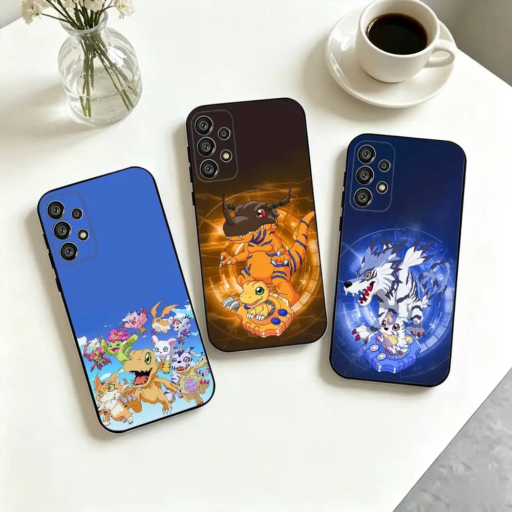 D-Digimon Anime Cute  Phone Case For Samsung S25,S24,S21,S22,S23,S30,Ultra,S20,Plus,Fe,Soft Silicone Black Cover