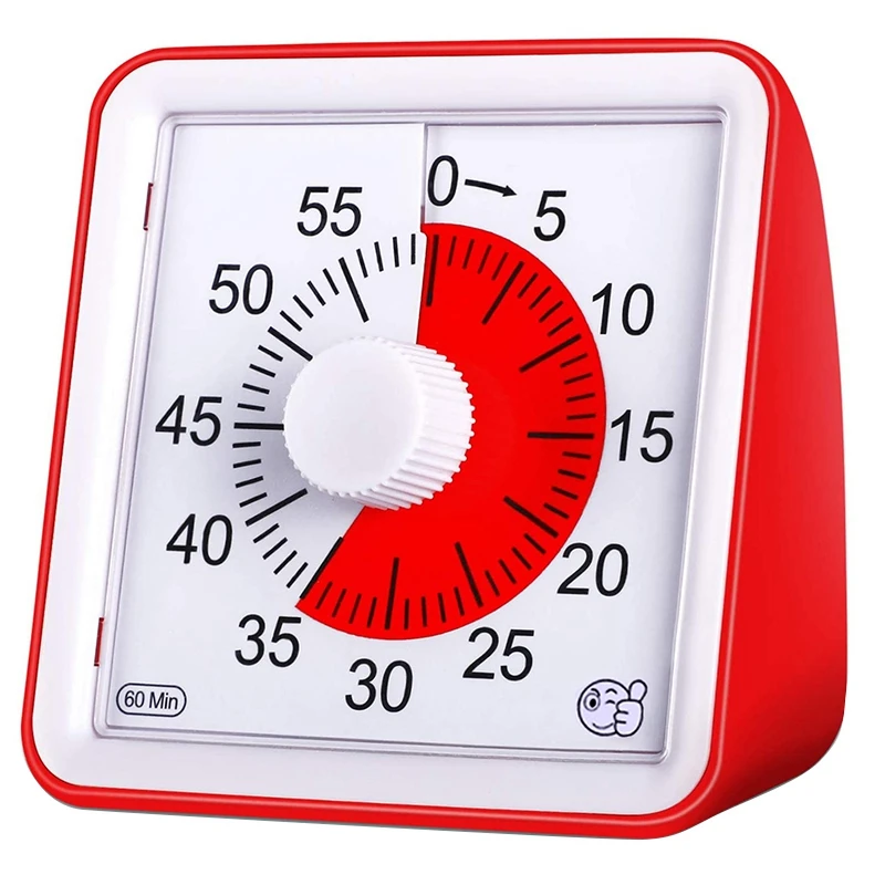 

Visual Timer,60 Minute Kids Timer,3 Inch Countdown Timer,Silent Visual Analog Timer for Kids and Adults,Red