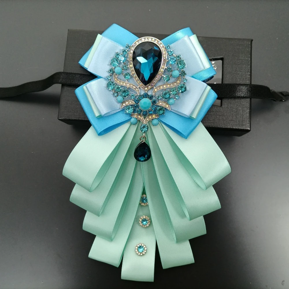 Pajarita de moda para hombres y mujeres, vestido de banquete de negocios, camisa de novio de boda, diamantes de imitación de lujo, accesorios de