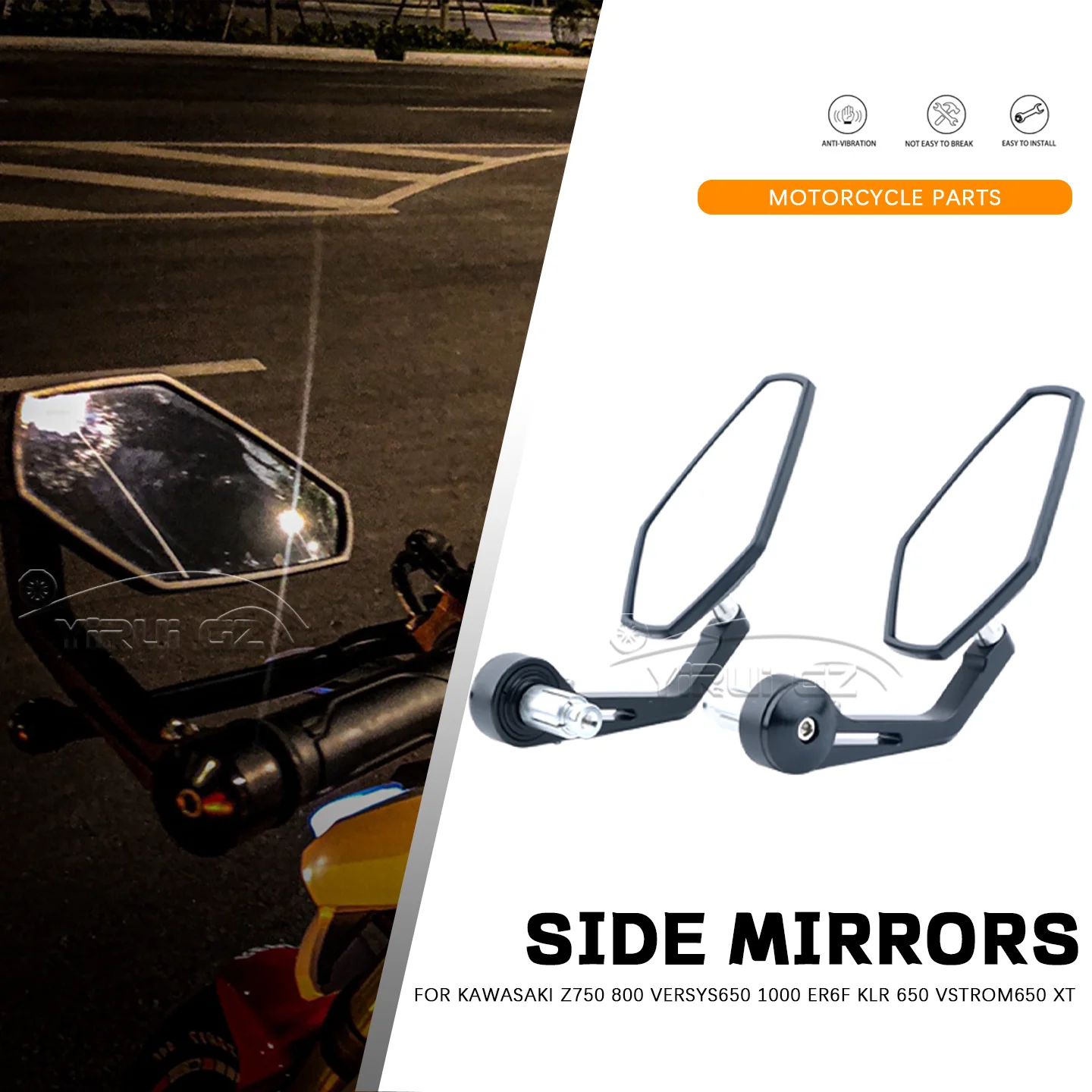 FOR Z750 800 Versys650 1000 er6f Motorcycle Mirror 7/8