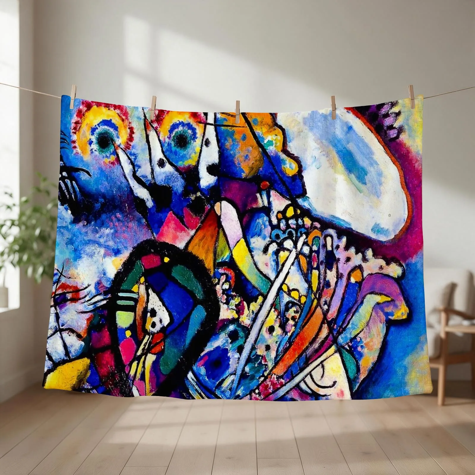 wassily kandinsky art style Throw Blanket Sofa Throw Moving wednesday Multi-Purpose Blankets