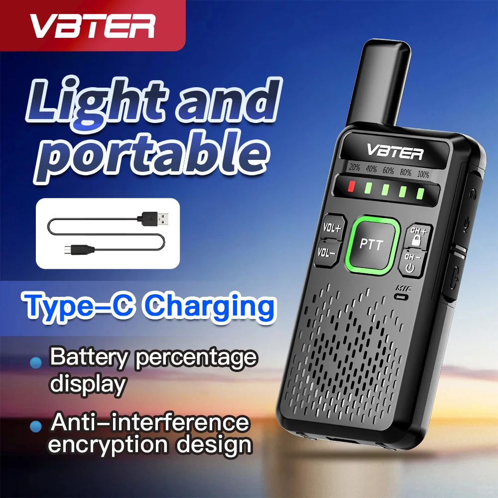 VBTER WBT-V1 ما بعد الإصدار جهاز Walkie-Talkie 4050mAh راديو تناظري ثنائي الاتجاه محمول مع أجهزة راديو صغيرة عالية الطاقة للفنادق 3-5 كجم