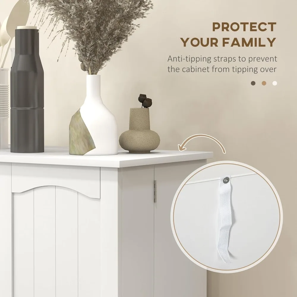 Lemari Penyimpanan Dapur 41", Lemari Dapur Berdiri Bebas dengan 12 Rak Pintu, Pintu Ganda, Rak 5 Tingkat yang Dapat Disesuaikan