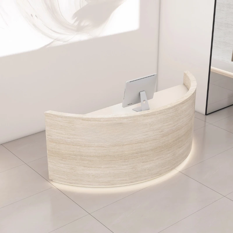 مكاتب استقبال منحنية بسيطة، تجميل تنفيذي، مكاتب استقبال صالون فريدة من نوعها، تصميم شركة Mostrador الأثاث العصري #4