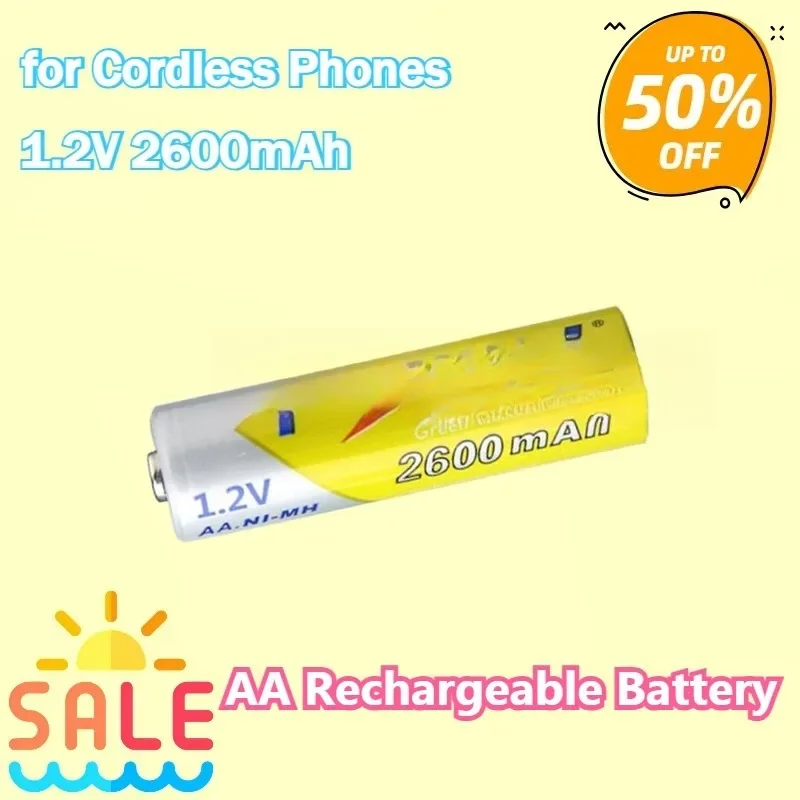 

50pcs AA 1.2V Rechargeable Battery 2A 2600mah Long-lasting Rechargeable Pilas Batteries for Cordless Phones