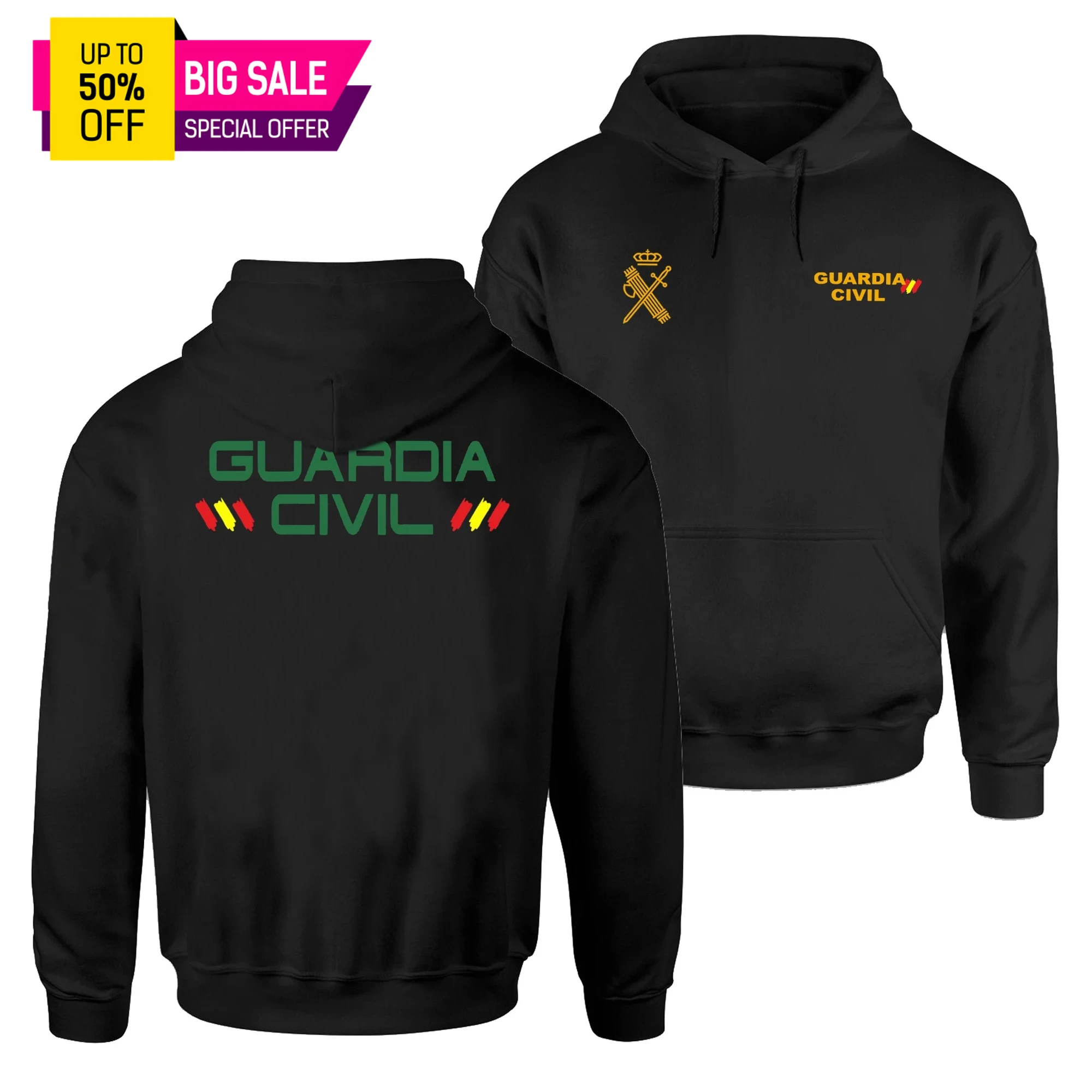 

Spanish Guardia Civil Insignia Pullover Hoodie New 100% Cotton Comfortable Casual Mens Sweatshirts Military Style Streetwear
