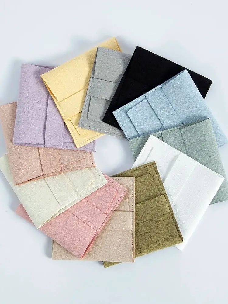 20 Stuks 6.2x6.2cm 8x8cm Sieraden Microfiber Strip Tas Ringen Oorbellen Studs Hanger Ketting Organizer Envelop Pouch Bruiloft gunsten - afbeelding 2