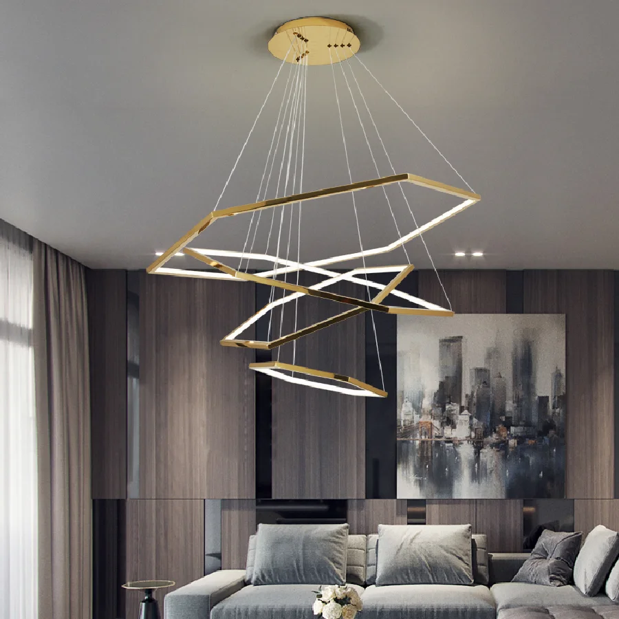 Nordic Hall Modern LED Chandelier Living room Restaurant Exhibition Hall Light Luxury Minimalist Polygonal Geometric Chandelier