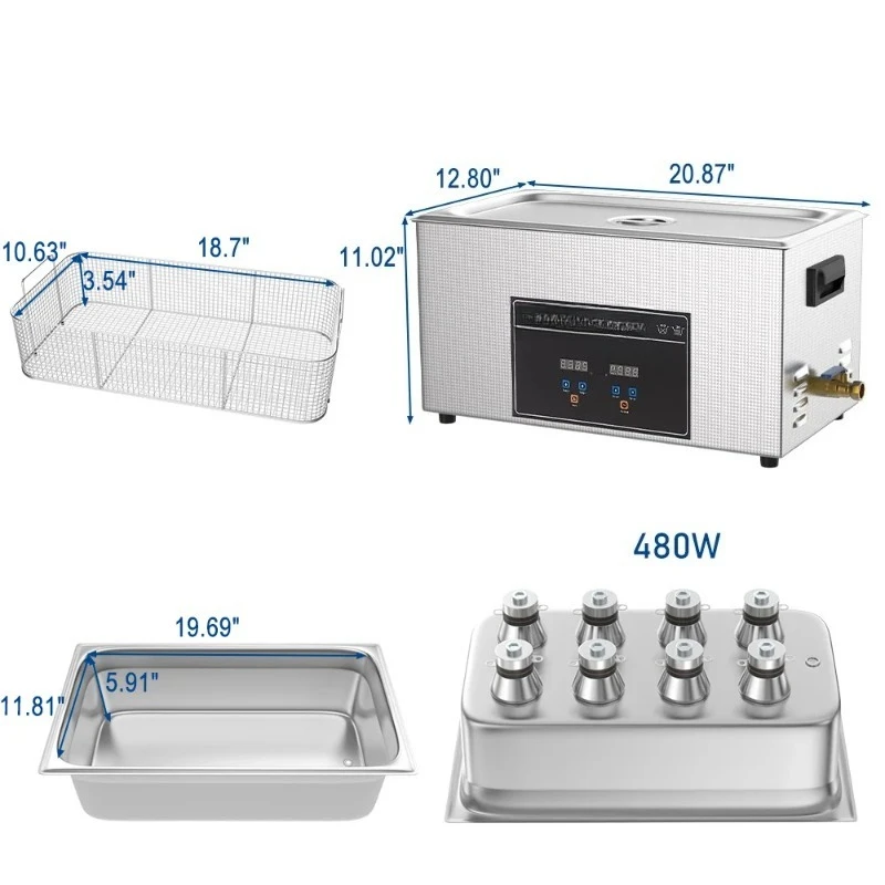 220V Ultrasonic Cleaners EU Plug for 3D Model Hardware Auto Part 22L Tank Bath Ultrasonic Cleaning Machine with Heater Timer