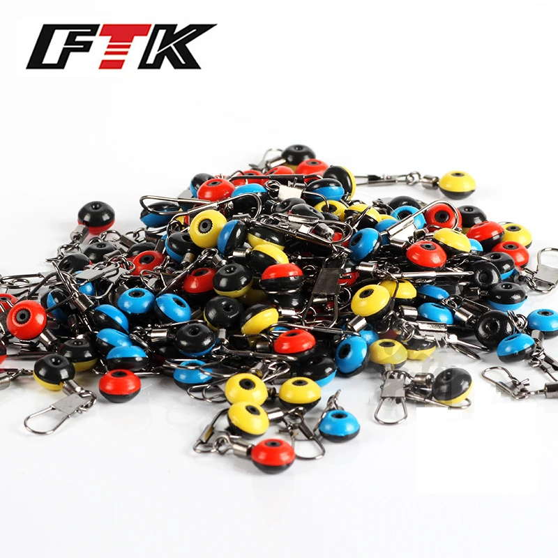 FTK 20Pcs Fishing Line to Hook Swivels Shank Clip Connector Interlock Snap Connector Sea Saltwater Fishing Lure Beans Belt