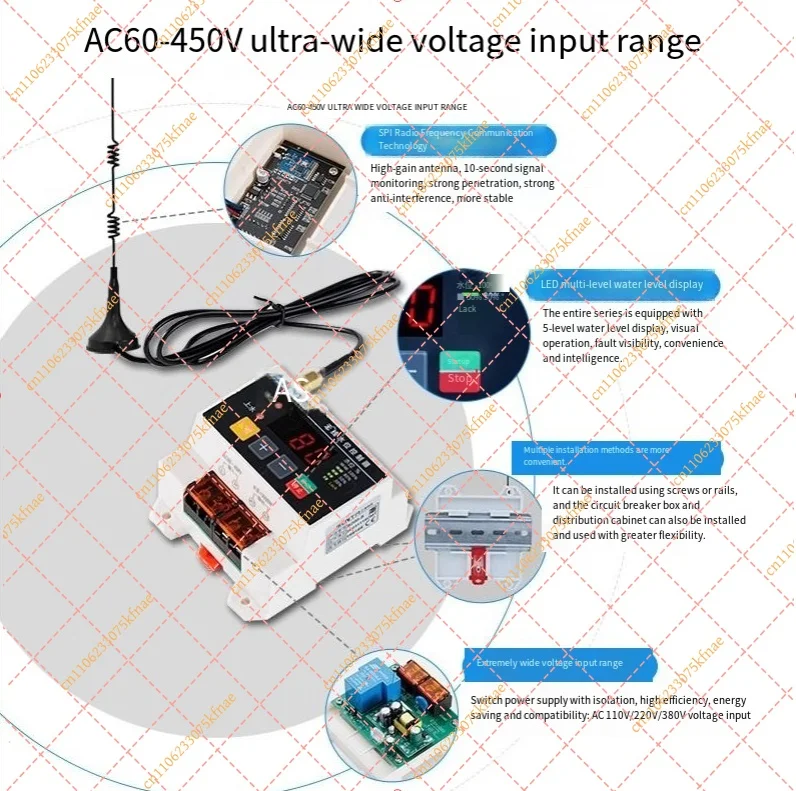 

220V Wireless Water Level Controller | Smart Auto Water Tank Inlet Switch & Remote Control System