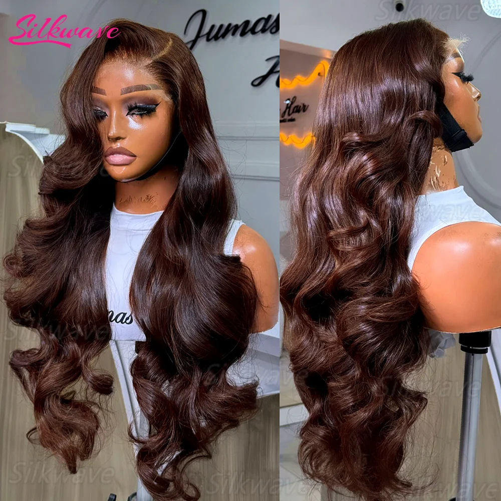 

Silkwave 100% парики из натуральных волос Шоколадно-коричневый парик фронтальной части шнурка Парик объемной волны 13x4 13x6 Hd Парик фронтальной части шнурка для женщин 30 36 дюймов