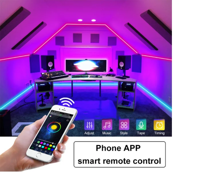 Bluetooth LED Strip Lights 20M RGB 5050 SMD Flexible Ribbon Waterproof RGB LED Light 5M 10M Tape Diode DC 12V Control loghts