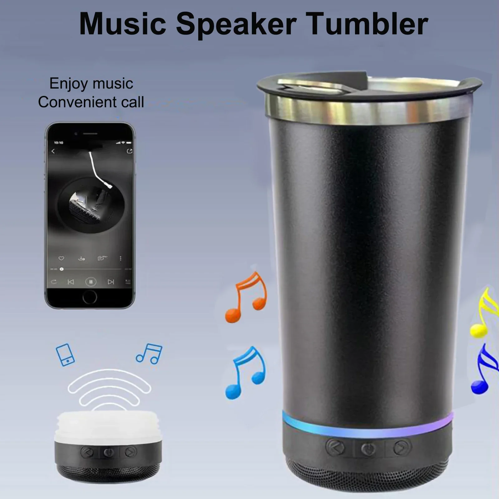 Изолированная чашка с Bluetooth-динамиком на 17 унций, кофейные чашки, пивная кружка из нержавеющей стали, портативная уличная автомобильная чашка для мороженого с открывалкой для бутылок