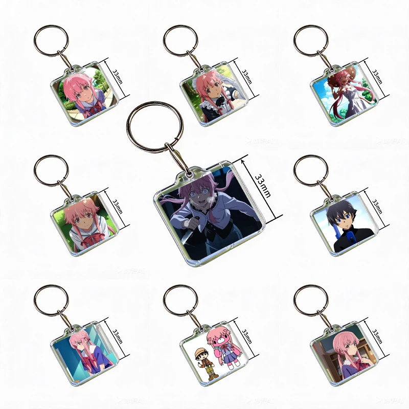 Anime Future Diary Acrylic Keychain Handmade Hanging Ornaments for Clothes Backpack Decoration Accessories Gifts with Friends