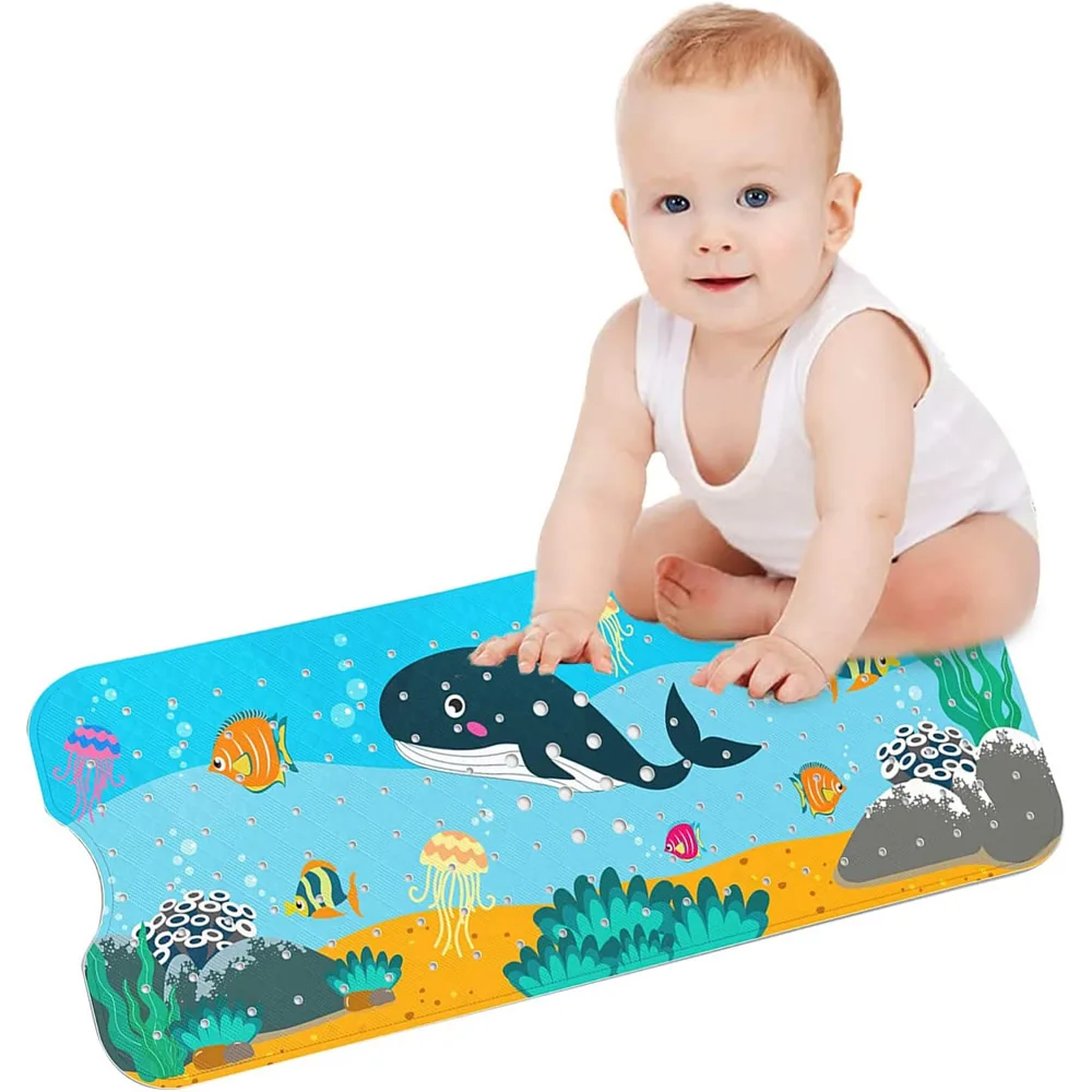 40x100cm Long Cartoon Non-Slip Bath Mat Anti-Skid Shower Bathtub Mats With Sucker Soft Pad Kid\'s Elder Bathroom Carpet Rug