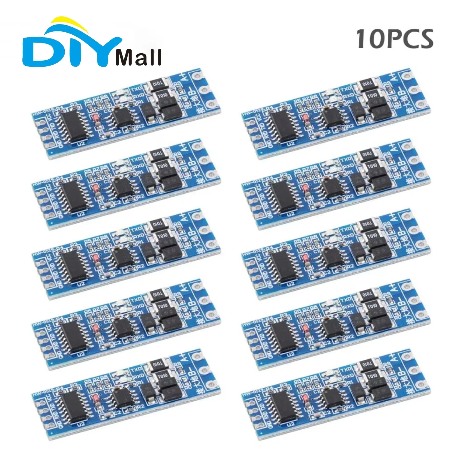 HW-519 TTL to RS485 Converter Module UART Level Shifter with Auto Flow Control for Industrial Applications 10PCS
